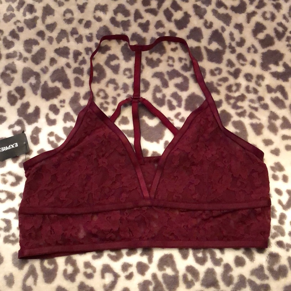 Express One Eleven Strappy Bra in Wine Burgundy Size Small Women’s